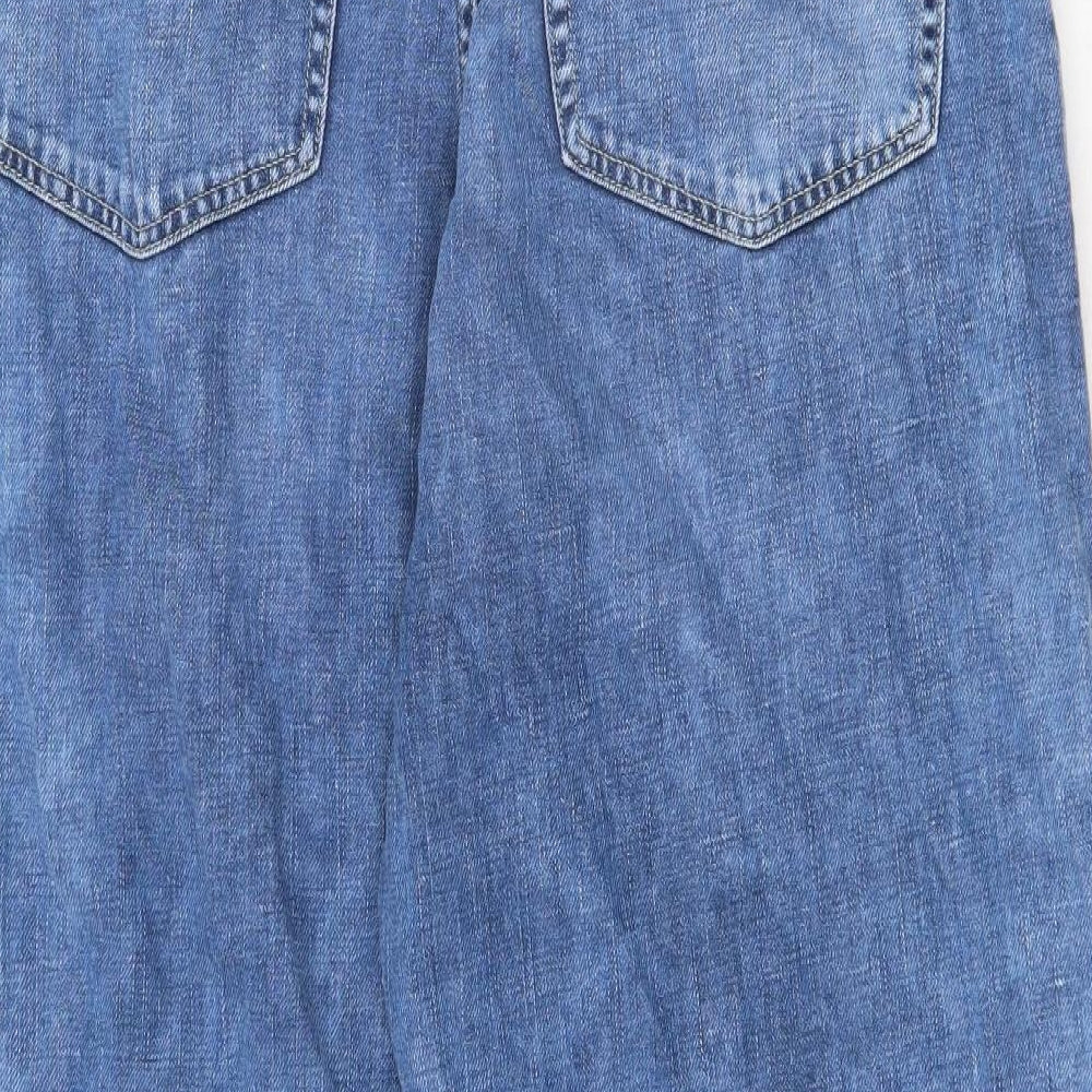 Marks and Spencer Womens Blue Cotton Straight Jeans Size 16 Regular Zip