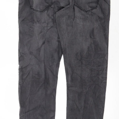 Marks and Spencer Mens Grey Cotton Straight Jeans Size 36 in Slim Zip