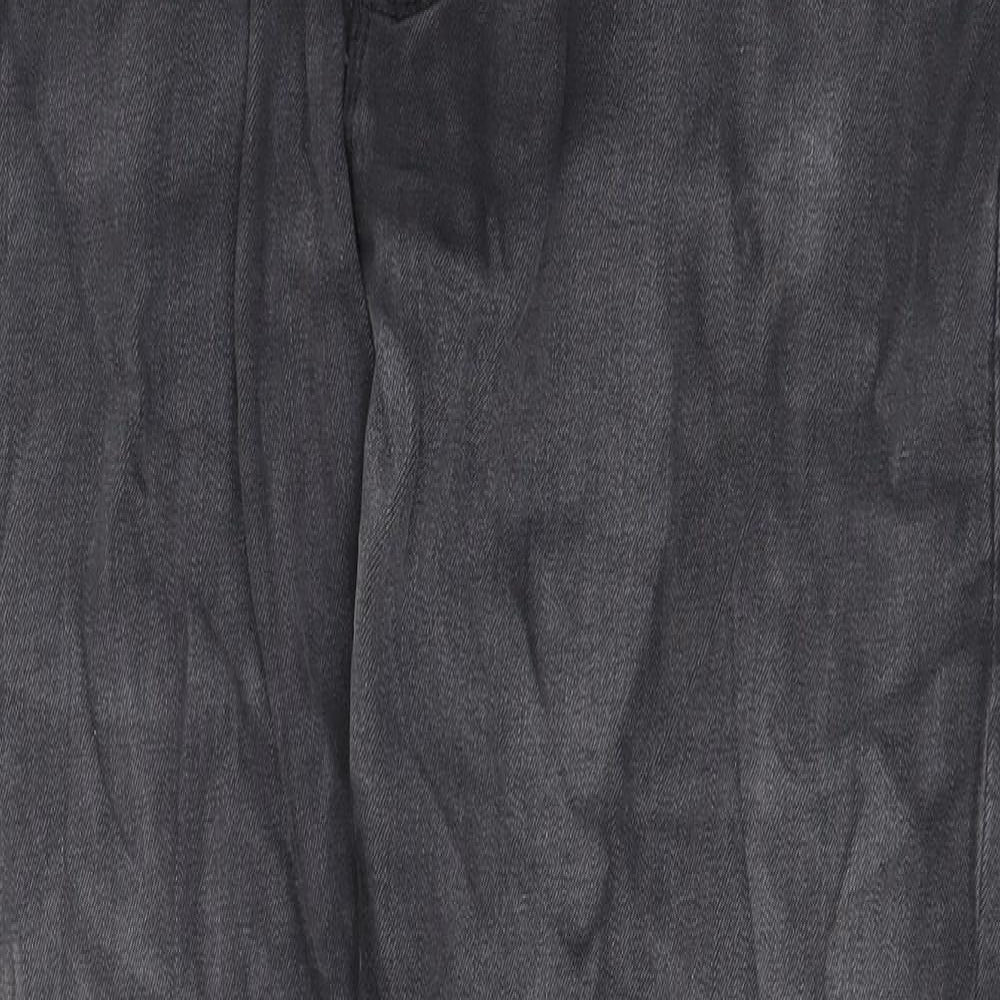 Marks and Spencer Mens Grey Cotton Straight Jeans Size 36 in Slim Zip