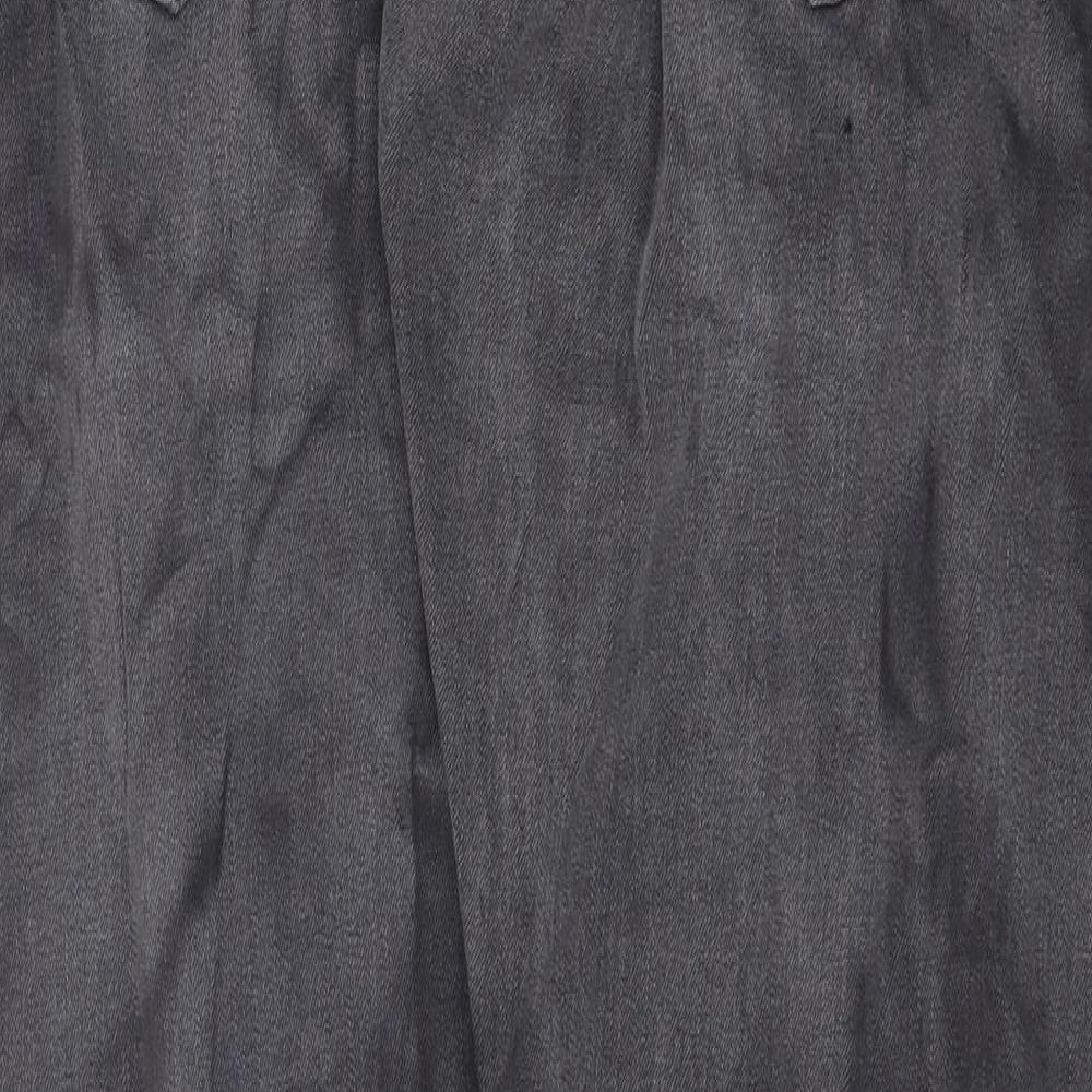 Marks and Spencer Mens Grey Cotton Straight Jeans Size 36 in Slim Zip