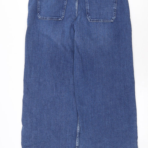 Marks and Spencer Womens Blue Cotton Wide-Leg Jeans Size 12 Regular Zip
