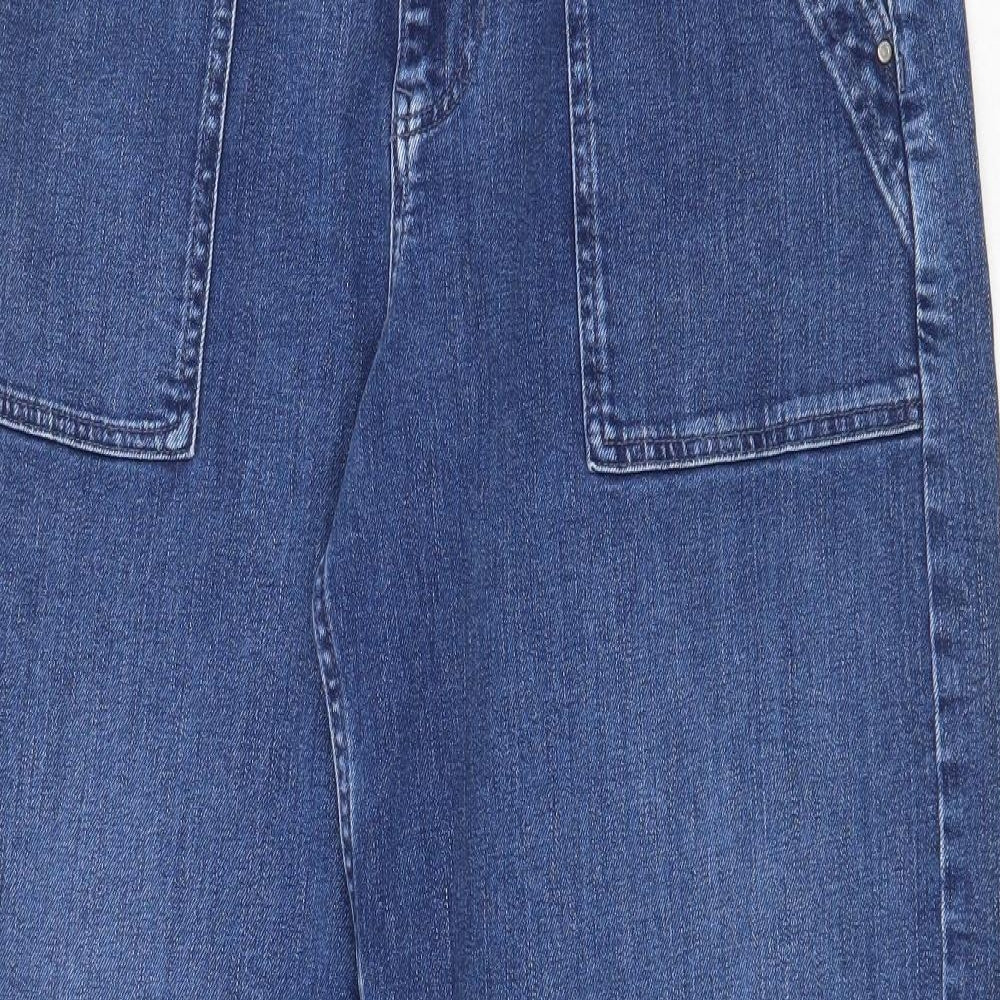 Marks and Spencer Womens Blue Cotton Wide-Leg Jeans Size 12 Regular Zip