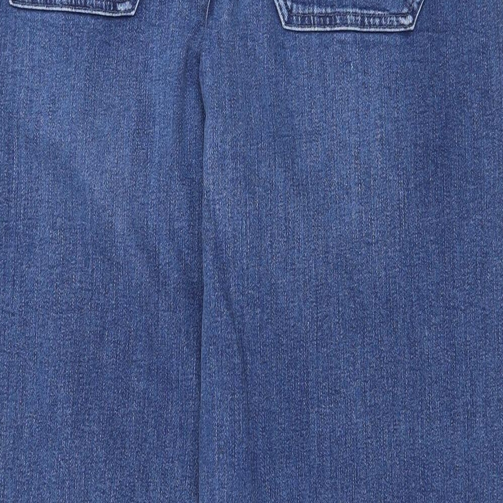 Marks and Spencer Womens Blue Cotton Wide-Leg Jeans Size 12 Regular Zip