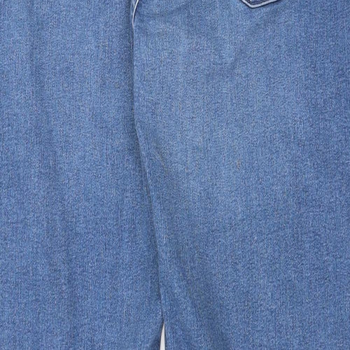Marks and Spencer Womens Blue Cotton Straight Jeans Size 20 Regular Zip