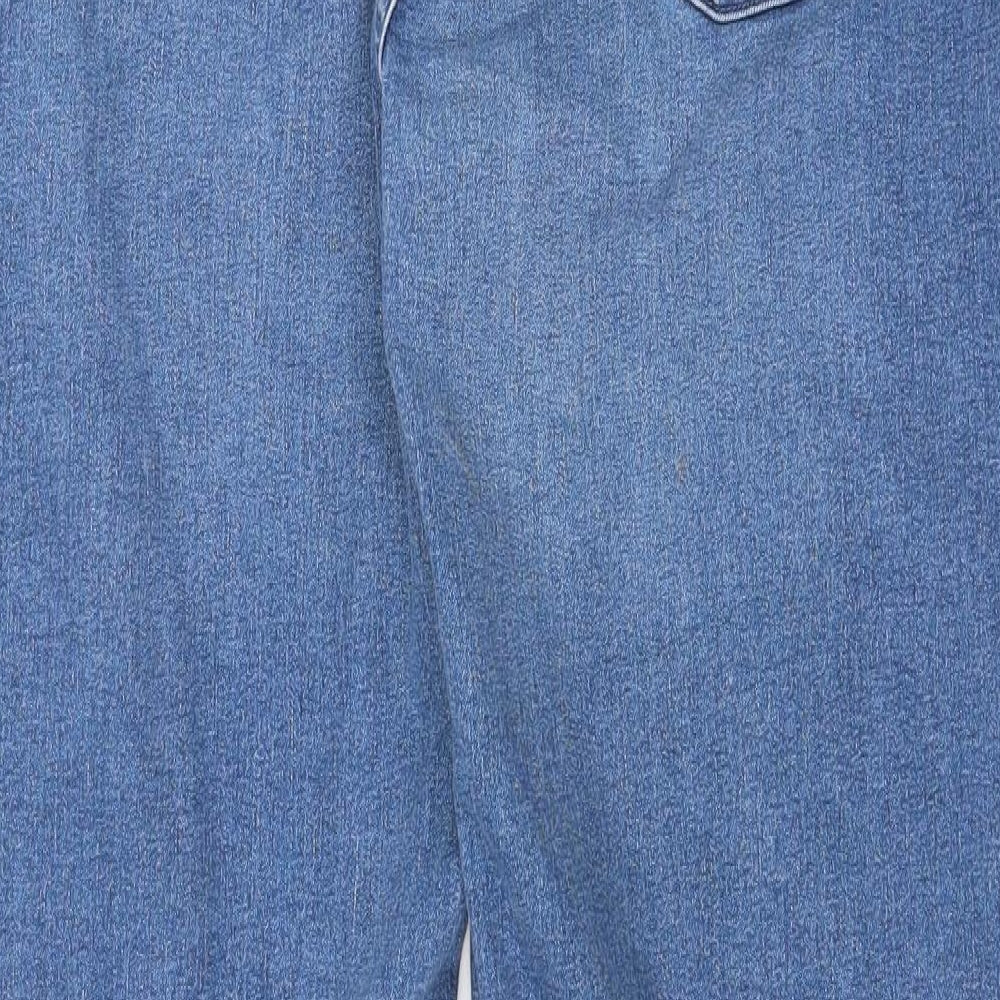 Marks and Spencer Womens Blue Cotton Straight Jeans Size 20 Regular Zip