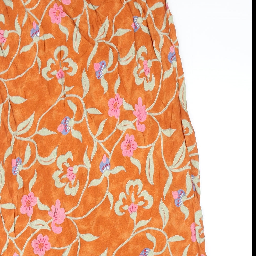 Jeff & Co Womens Orange Floral Viscose Swing Skirt Size 14