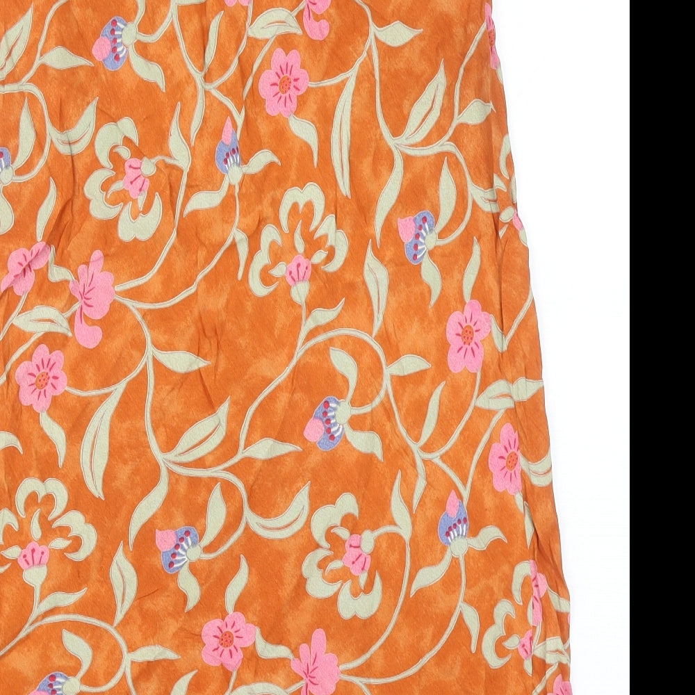 Jeff & Co Womens Orange Floral Viscose Swing Skirt Size 14