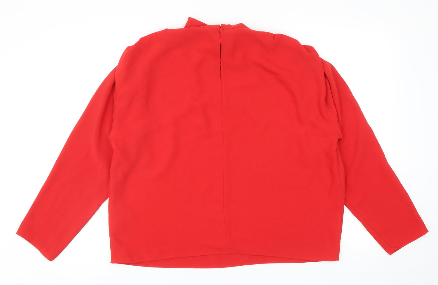 Zara Womens Red Polyester Basic Blouse Size L Round Neck