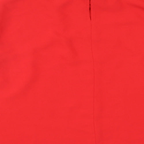 Zara Womens Red Polyester Basic Blouse Size L Round Neck