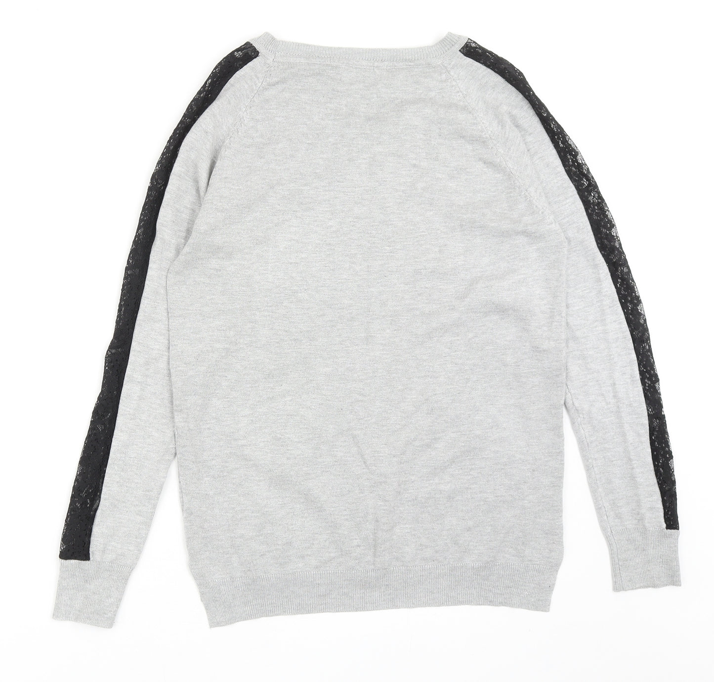 Select Womens Grey Round Neck Nylon Pullover Jumper Size 14 - Lace Detail
