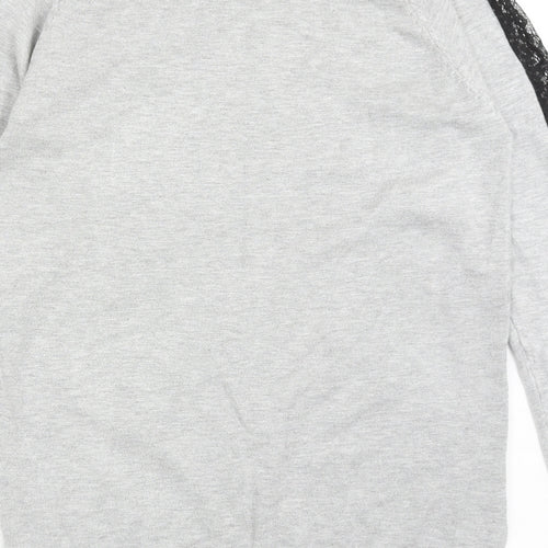 Select Womens Grey Round Neck Nylon Pullover Jumper Size 14 - Lace Detail