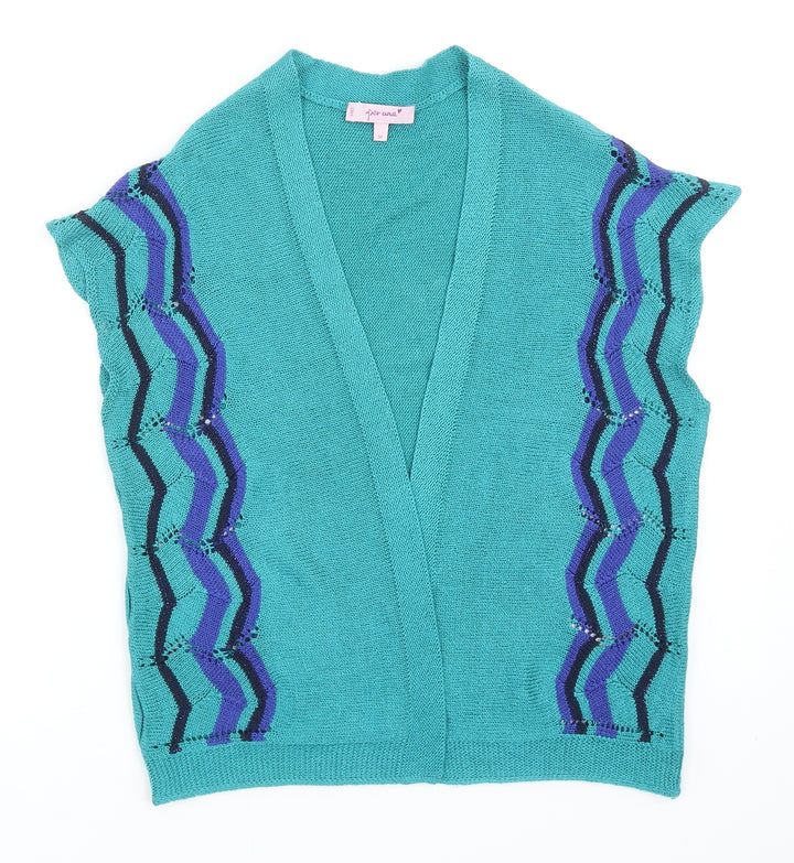 Per Una Womens Green V-Neck Acrylic Cardigan Jumper Size M