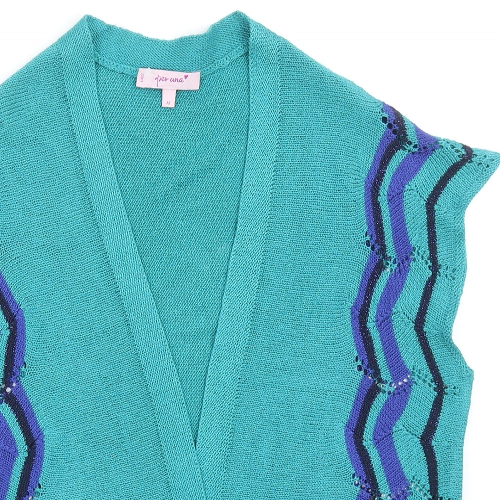 Per Una Womens Green V-Neck Acrylic Cardigan Jumper Size M