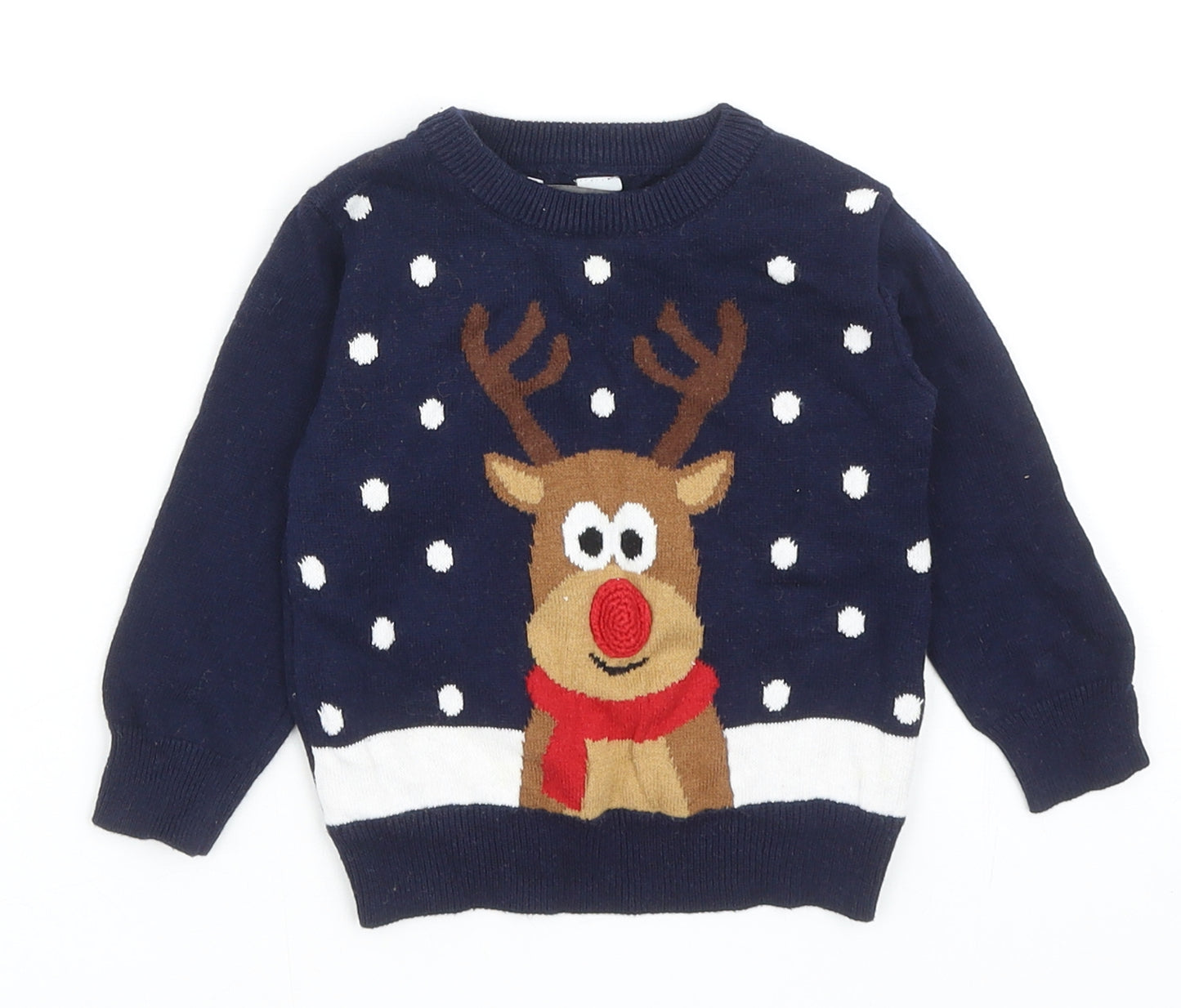Primark Baby Blue Cotton Pullover Jumper Size 9-12 Months Pullover - Christmas Jumper