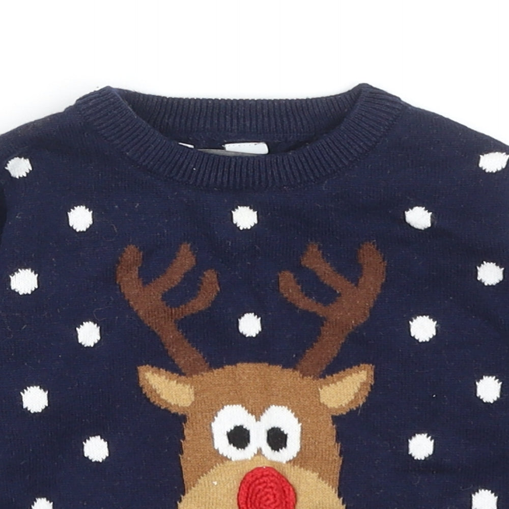 Primark Baby Blue Cotton Pullover Jumper Size 9-12 Months Pullover - Christmas Jumper