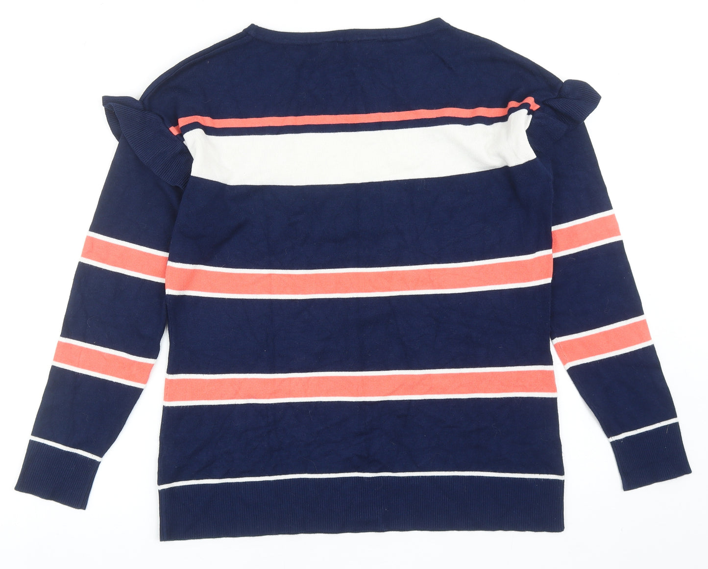 Dorothy Perkins Womens Blue Round Neck Striped Viscose Pullover Jumper Size 12