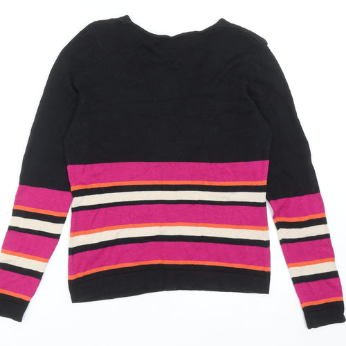 Pomodoro Womens Multicoloured V-Neck Striped Cotton Cardigan Jumper Size 10