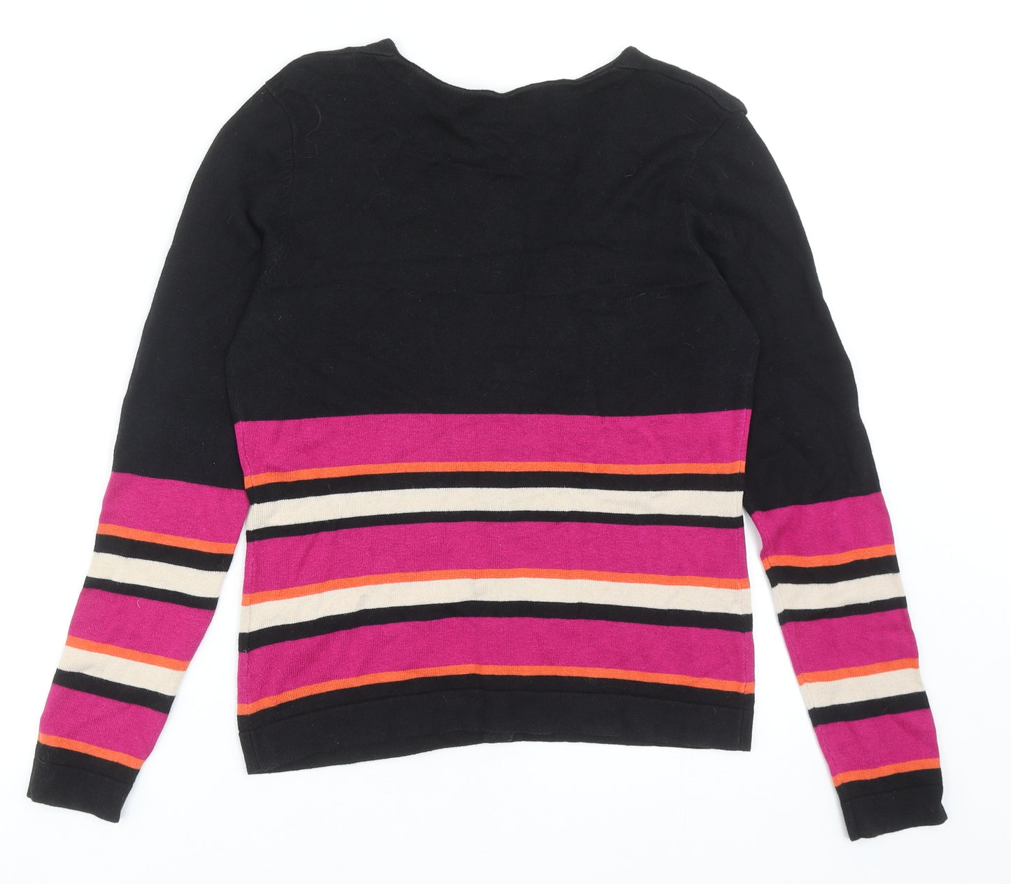 Pomodoro Womens Multicoloured V-Neck Striped Cotton Cardigan Jumper Size 10
