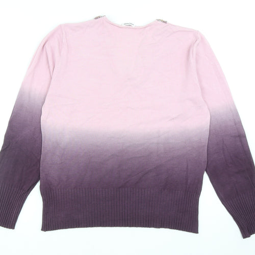 Gerry Weber Womens Purple V-Neck Viscose Pullover Jumper Size 14