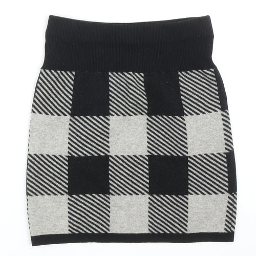 Club Monaco Womens Black Check Acrylic Bandage Skirt Size M