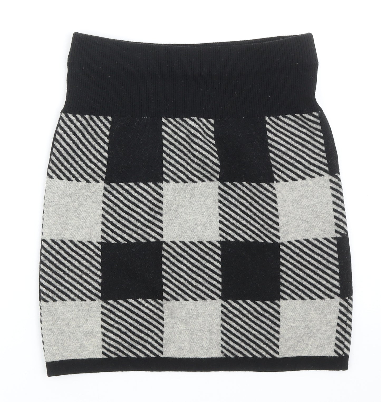 Club Monaco Womens Black Check Acrylic Bandage Skirt Size M