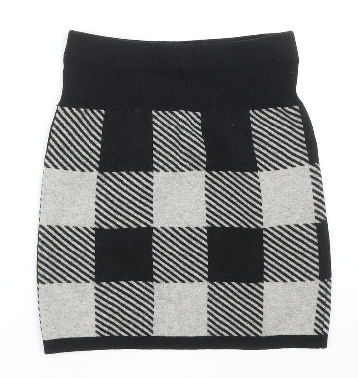 Club Monaco Womens Black Check Acrylic Bandage Skirt Size M