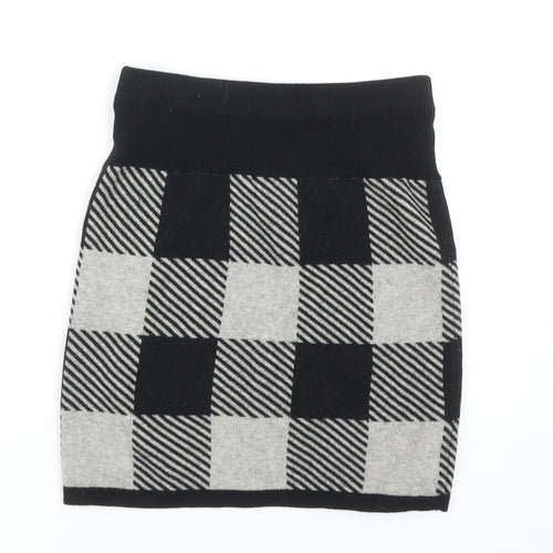 Club Monaco Womens Black Check Acrylic Bandage Skirt Size M