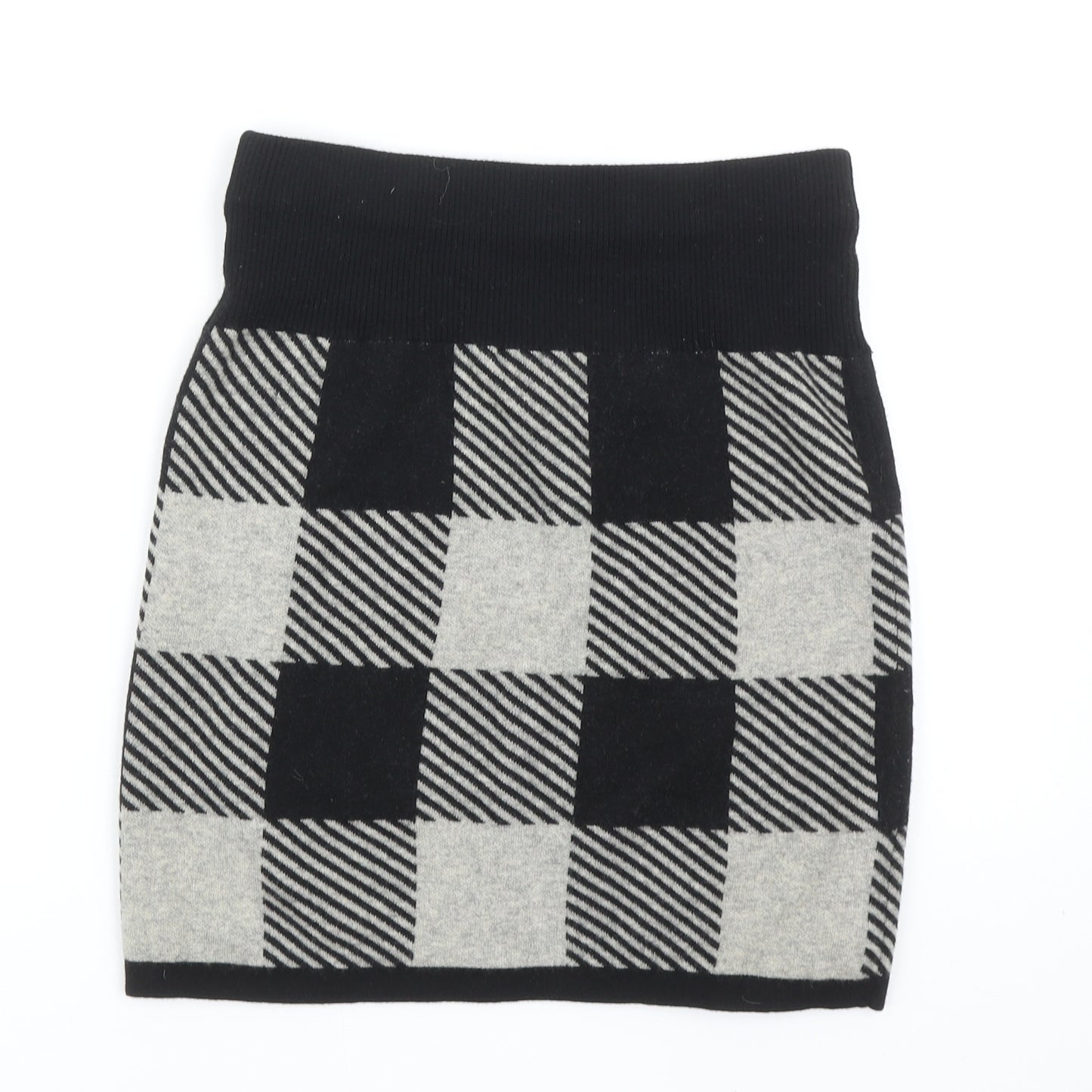 Club Monaco Womens Black Check Acrylic Bandage Skirt Size M