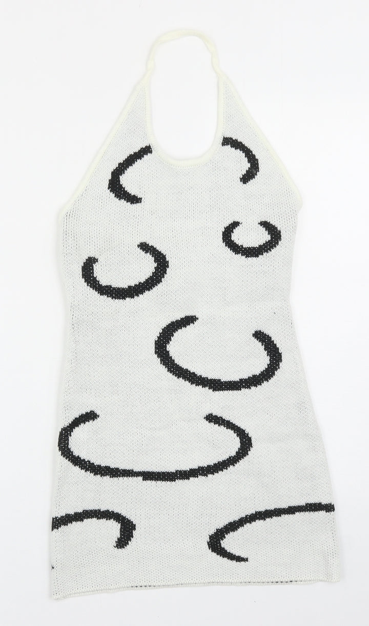 SheIn Womens Grey Geometric Acrylic Bodycon Size S Halter Pullover