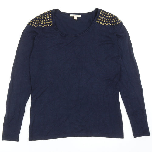 ESpirit Womens Blue Round Neck Acrylic Pullover Jumper Size M
