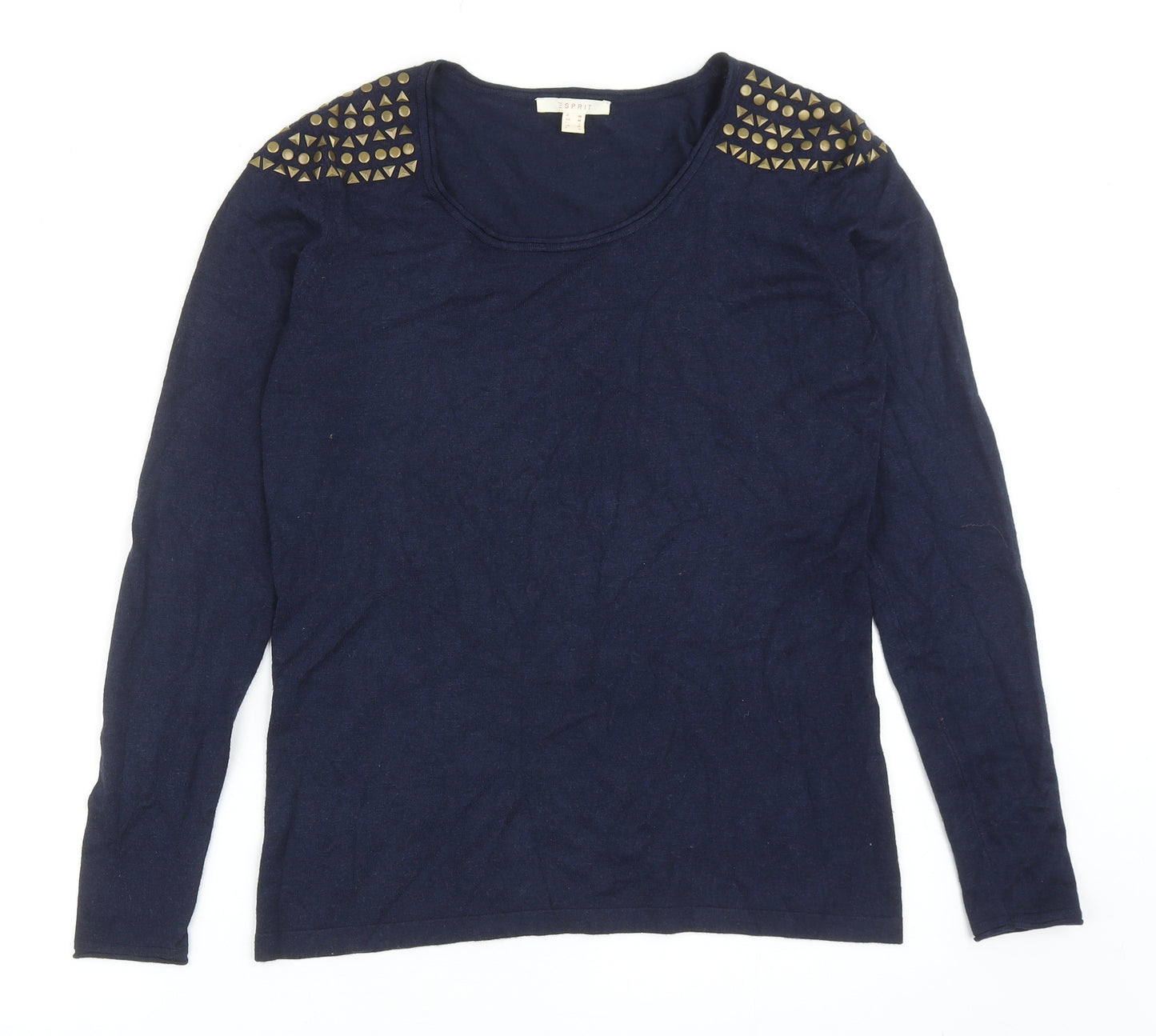 ESpirit Womens Blue Round Neck Acrylic Pullover Jumper Size M