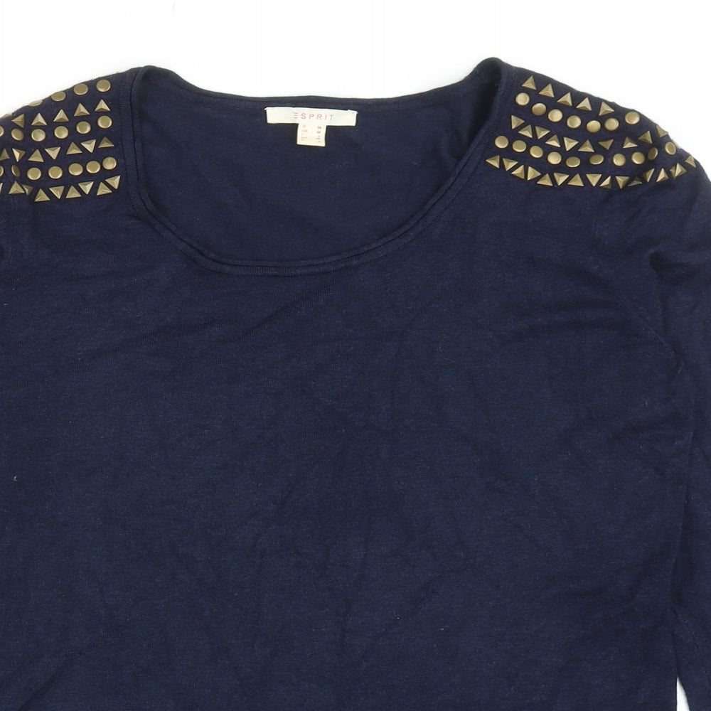 ESpirit Womens Blue Round Neck Acrylic Pullover Jumper Size M