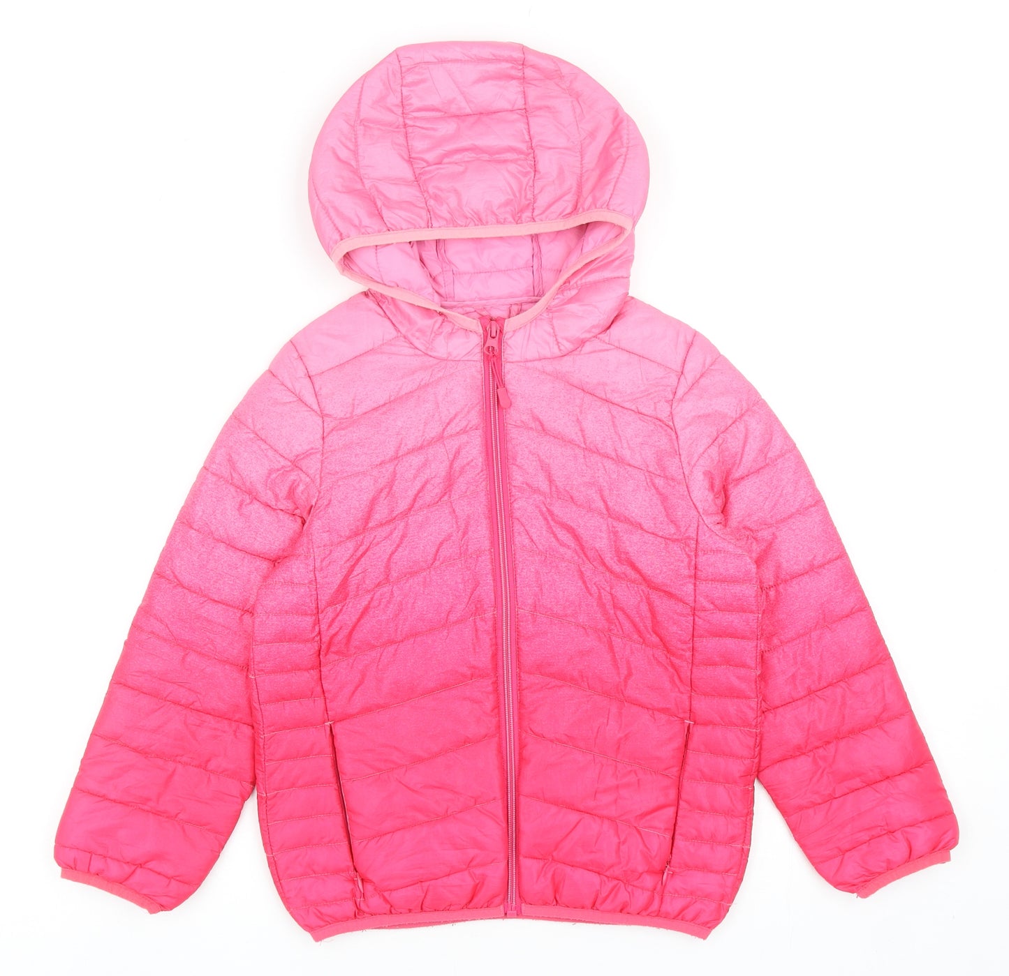 Marks and Spencer Girls Pink Quilted Jacket Size 7-8 Years Zip