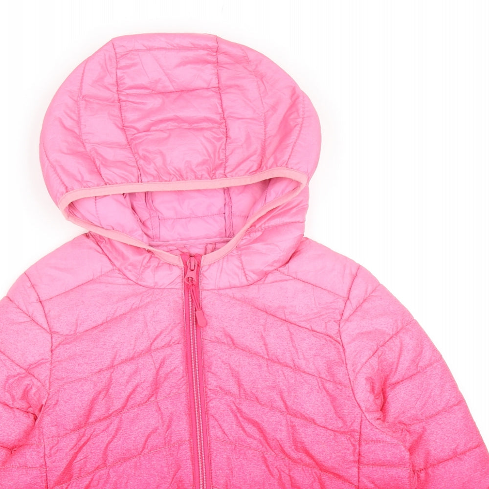 Marks and Spencer Girls Pink Quilted Jacket Size 7-8 Years Zip