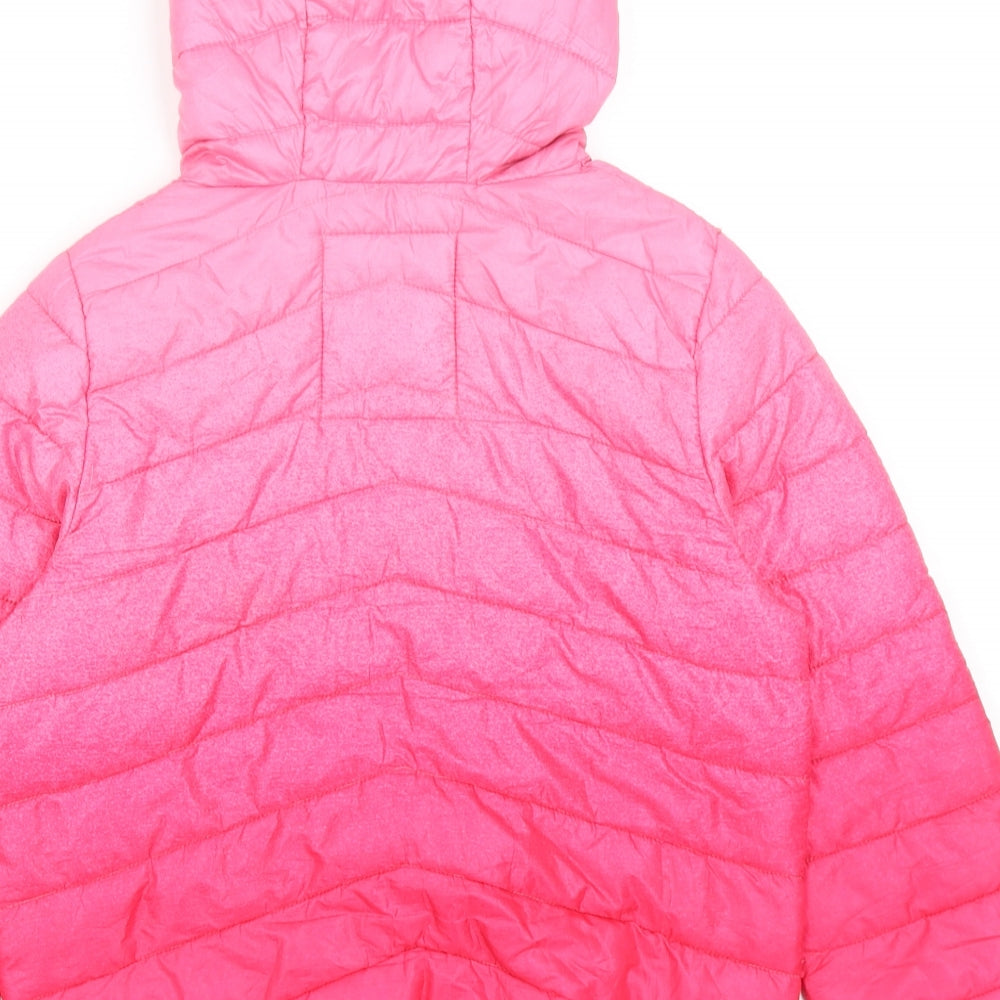 Marks and Spencer Girls Pink Quilted Jacket Size 7-8 Years Zip