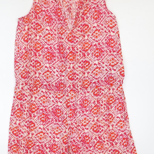 Gap Womens Pink Geometric Polyester Playsuit One-Piece Size S Hook & Eye