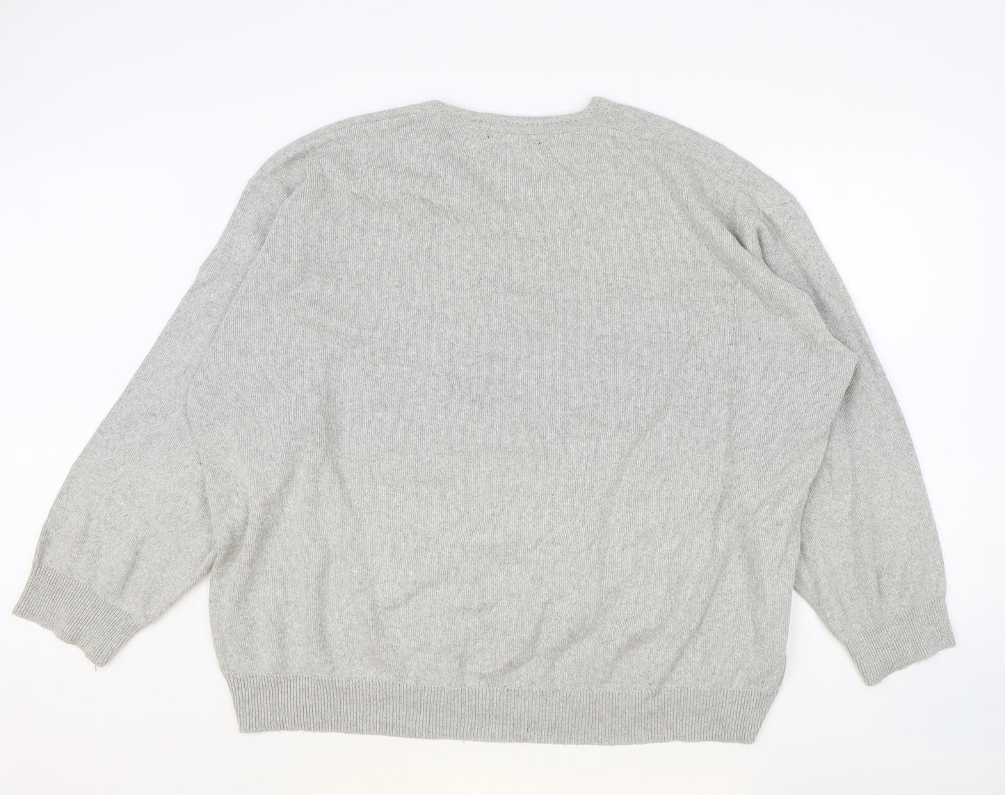 HERO Womens Grey V-Neck Cotton Pullover Jumper Size 3XL