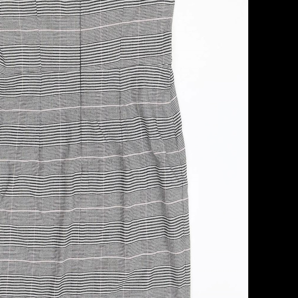 Marks and Spencer Womens Grey Plaid Polyester Pencil Dress Size 12 Boat Neck Zip