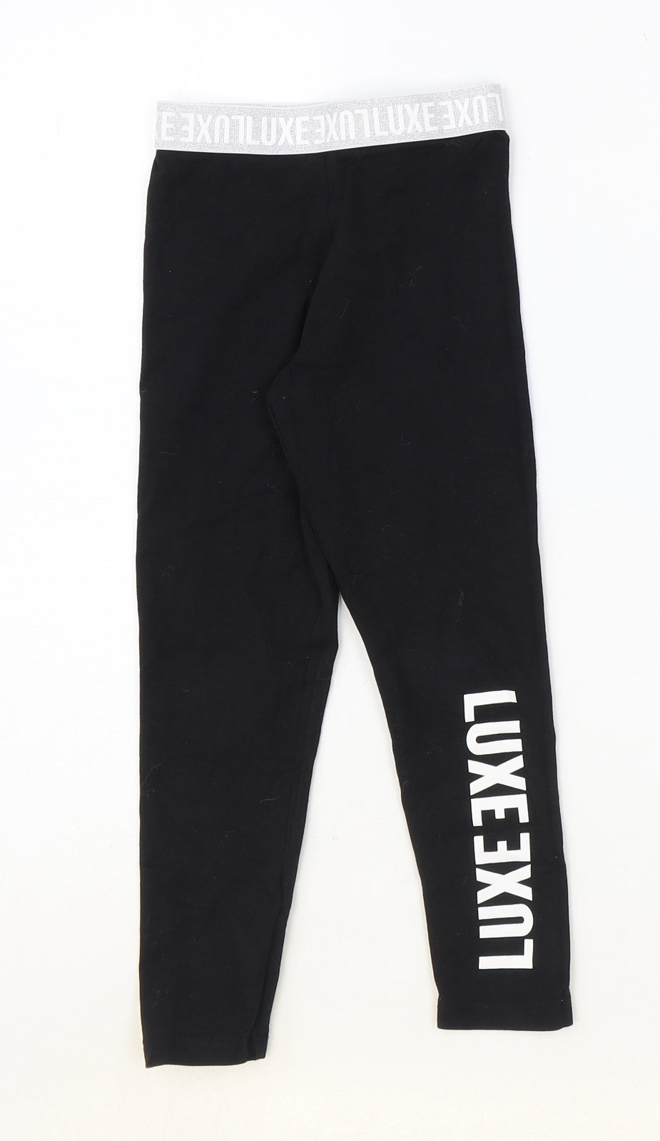 Preworn Girls Black Cotton Jogger Trousers Size 6 Years Regular Pullover - Leggings