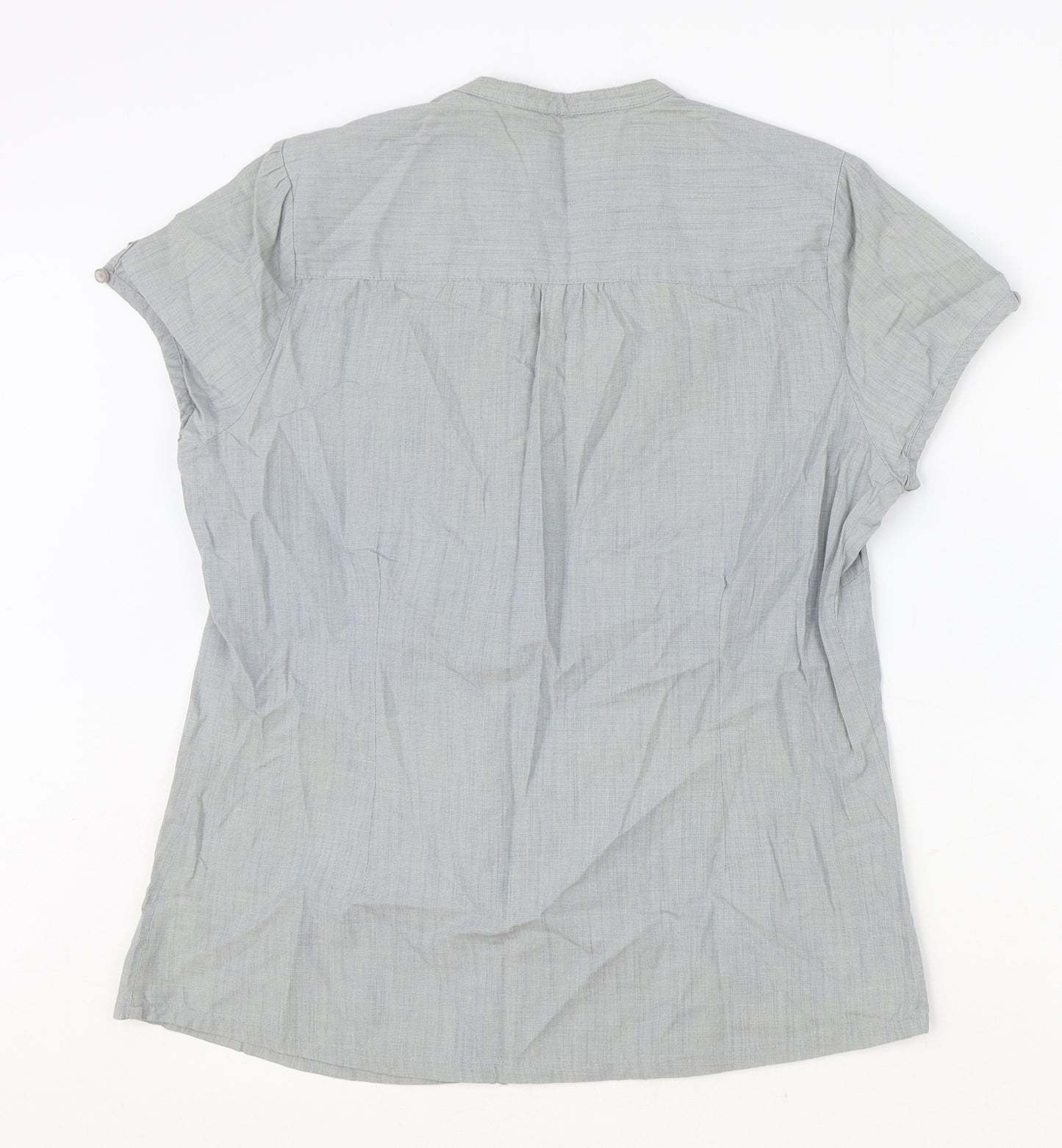 MANTARAY PRODUCTS Womens Blue 100% Cotton Basic Button-Up Size 12 V-Neck