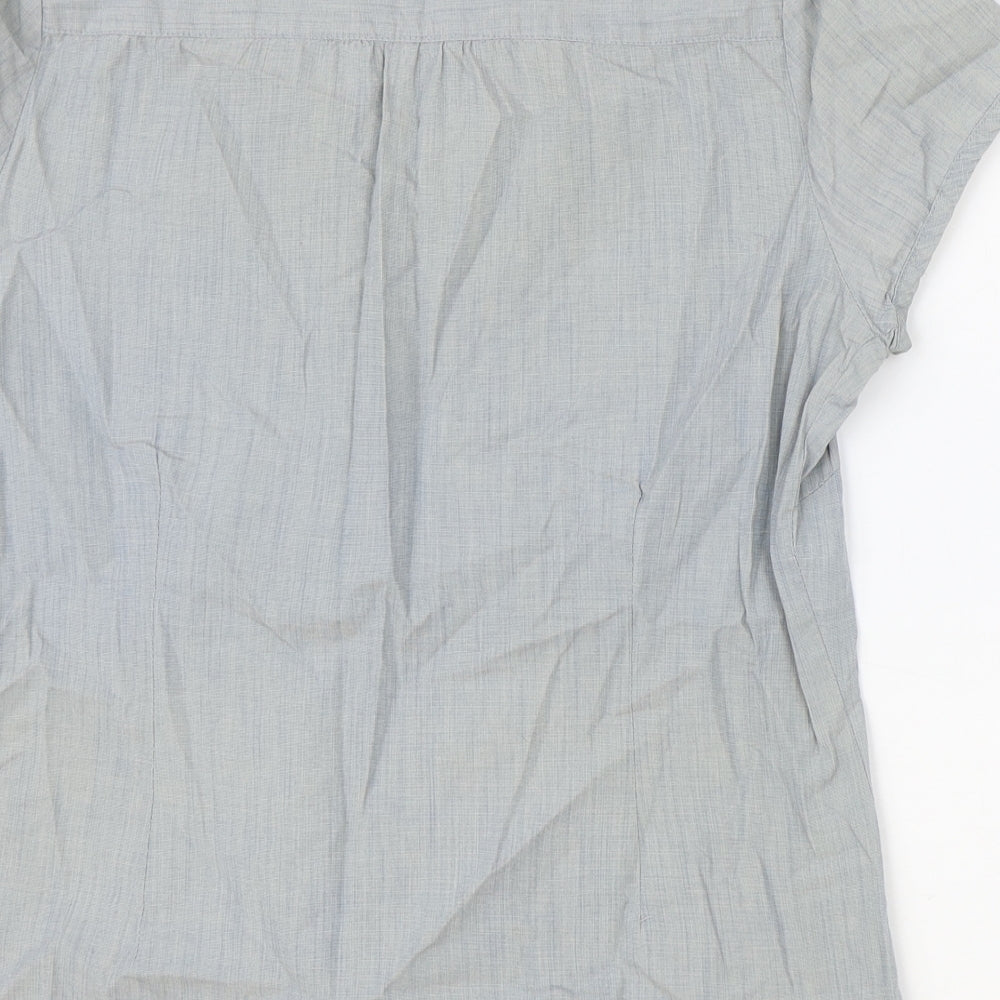 MANTARAY PRODUCTS Womens Blue 100% Cotton Basic Button-Up Size 12 V-Neck