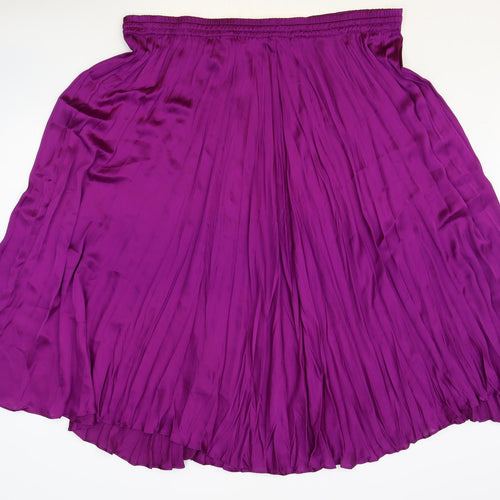 Marks and Spencer Womens Purple Polyester Pleated Skirt Size 24