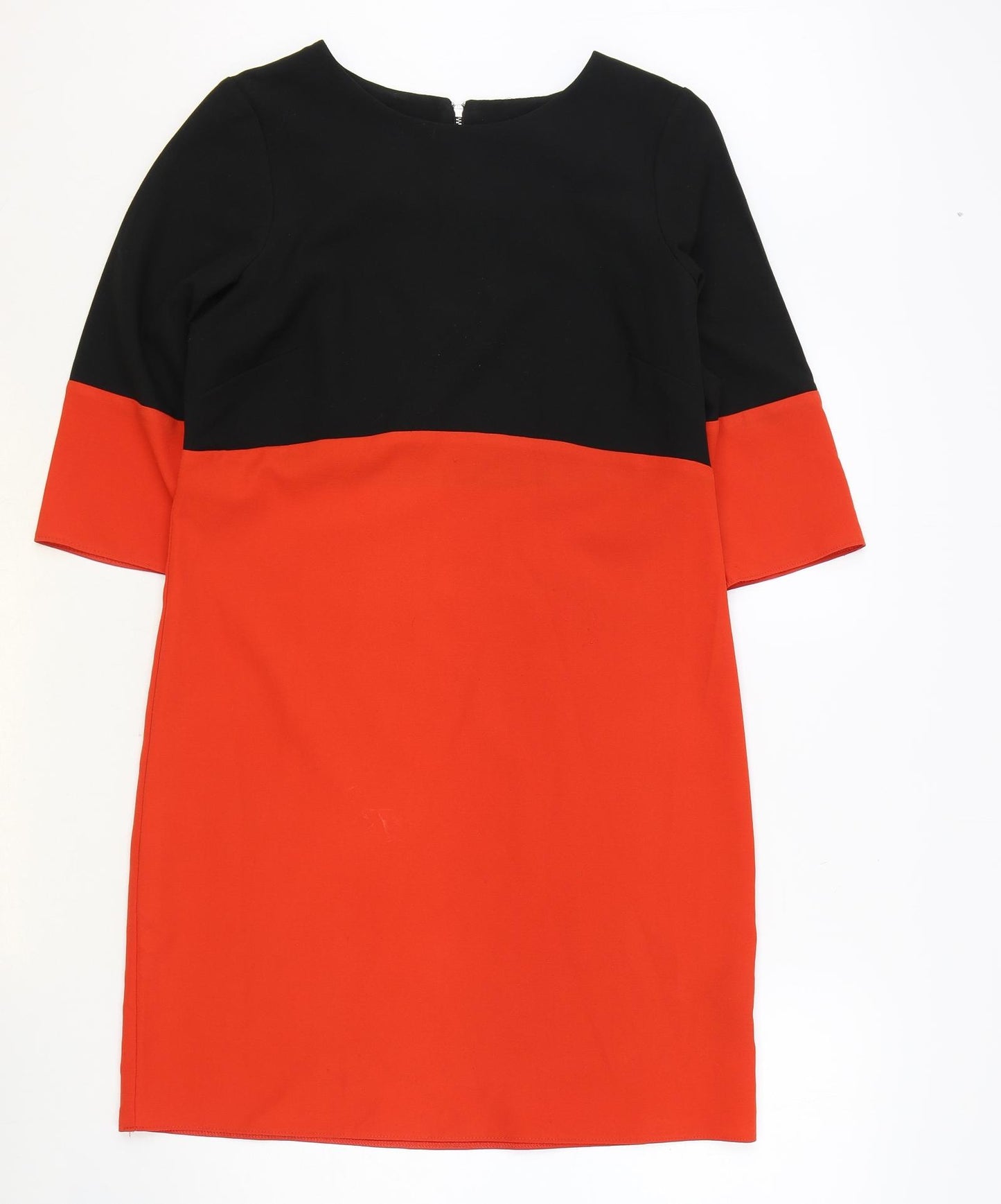 Red Herring Womens Red Colourblock Polyester Shift Size 10 Boat Neck Zip