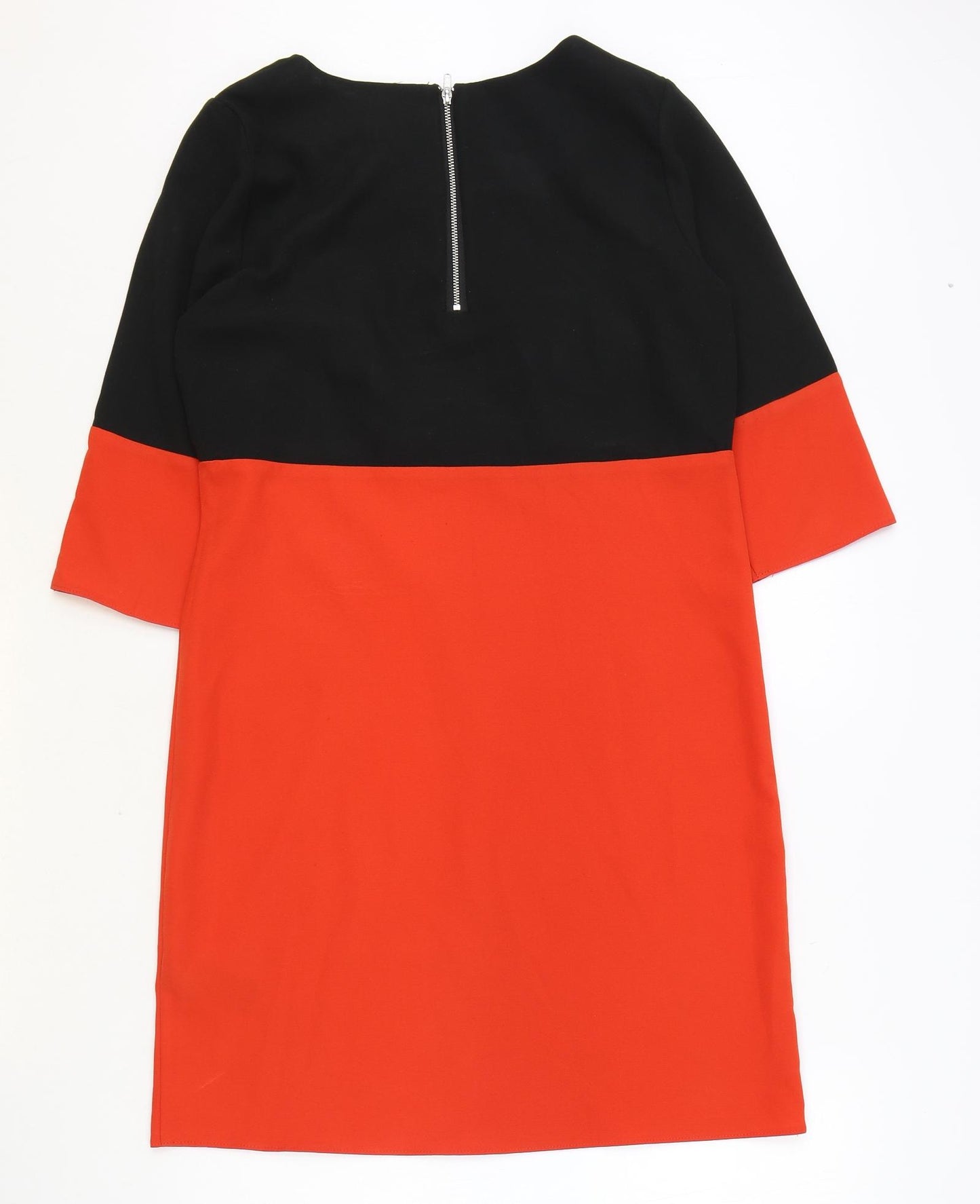 Red Herring Womens Red Colourblock Polyester Shift Size 10 Boat Neck Zip