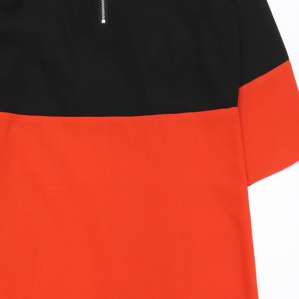 Red Herring Womens Red Colourblock Polyester Shift Size 10 Boat Neck Zip