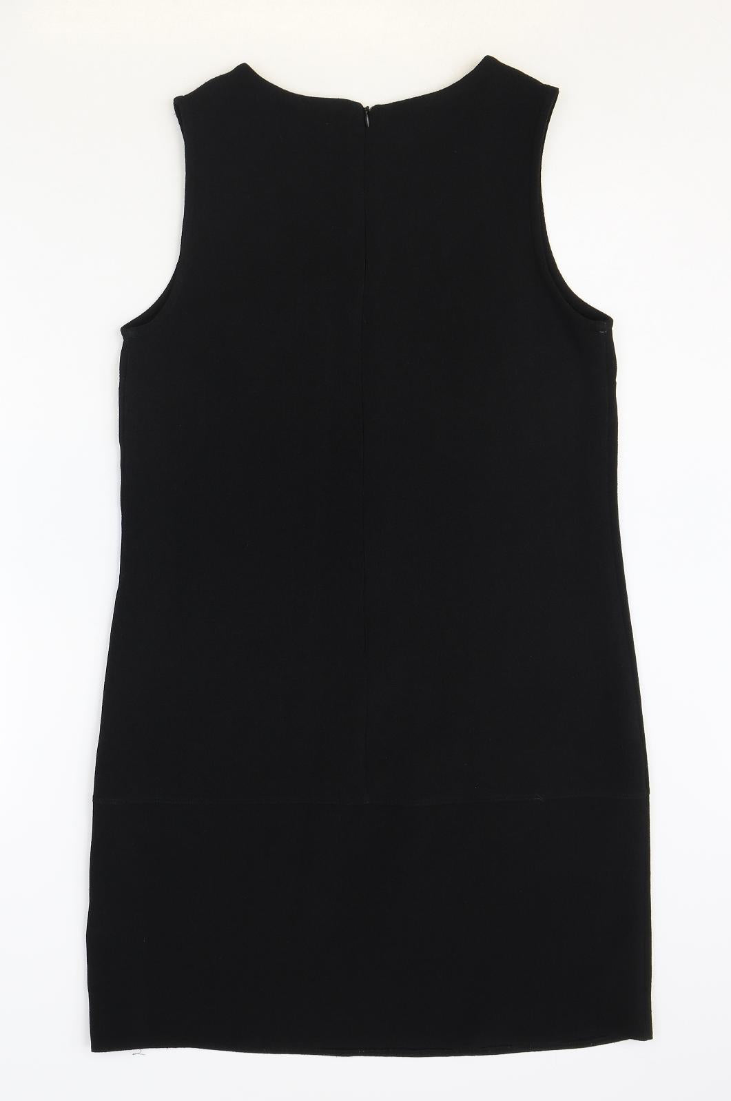 Wallis Womens Black Polyester Shift Size 10 Boat Neck Zip