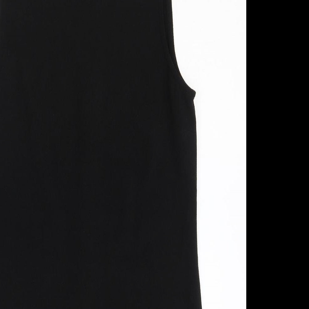 Wallis Womens Black Polyester Shift Size 10 Boat Neck Zip