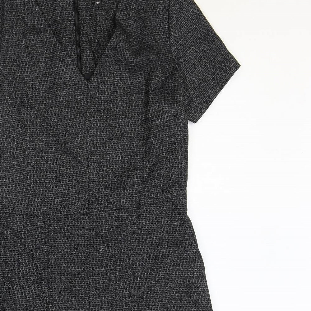 NEXT Womens Grey Polyester A-Line Size 10 V-Neck Zip