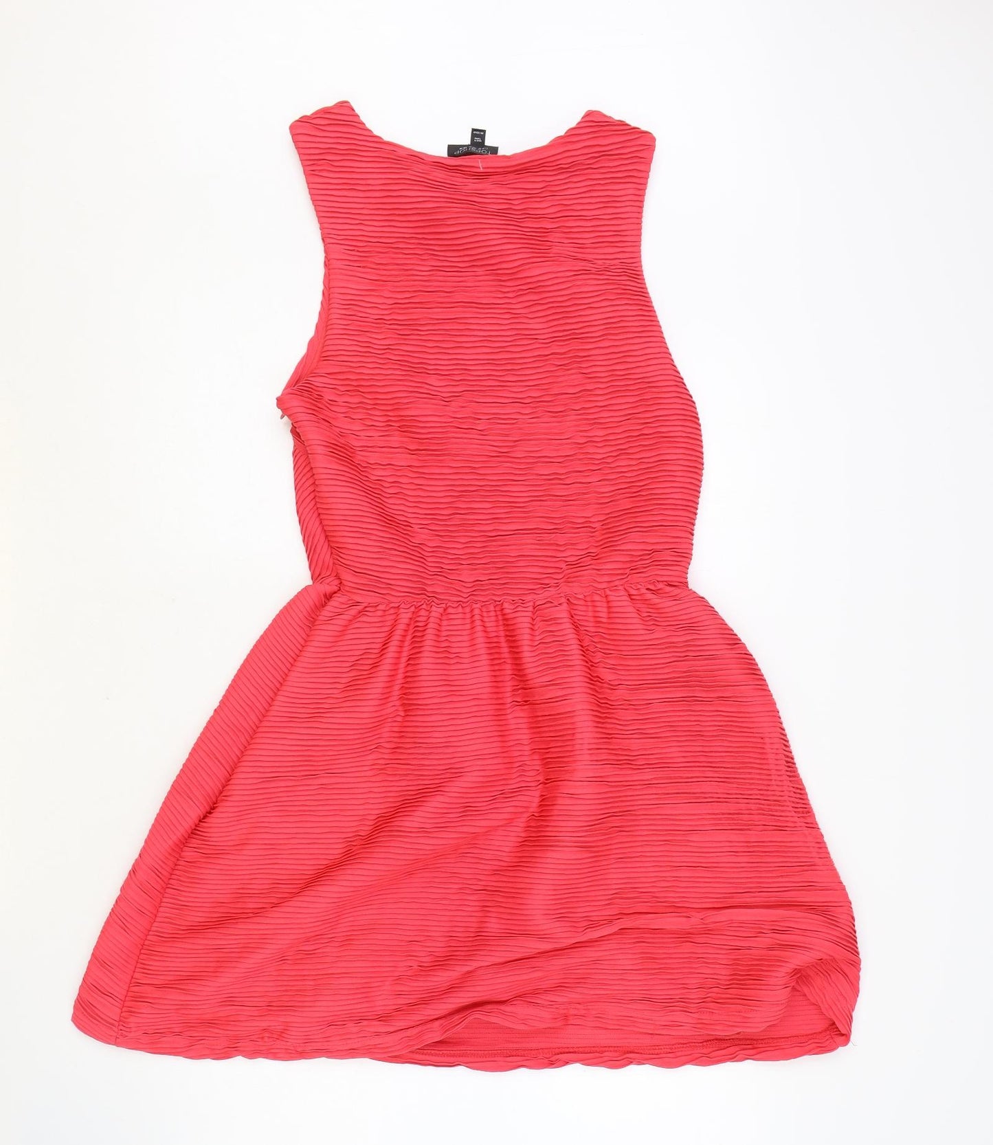 Topshop Womens Pink Polyester Fit & Flare Size 14 Boat Neck Zip