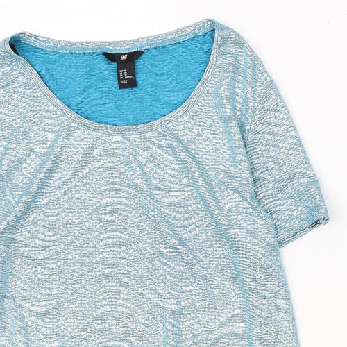 H&M Womens Blue Polyester Basic T-Shirt Size XS Round Neck